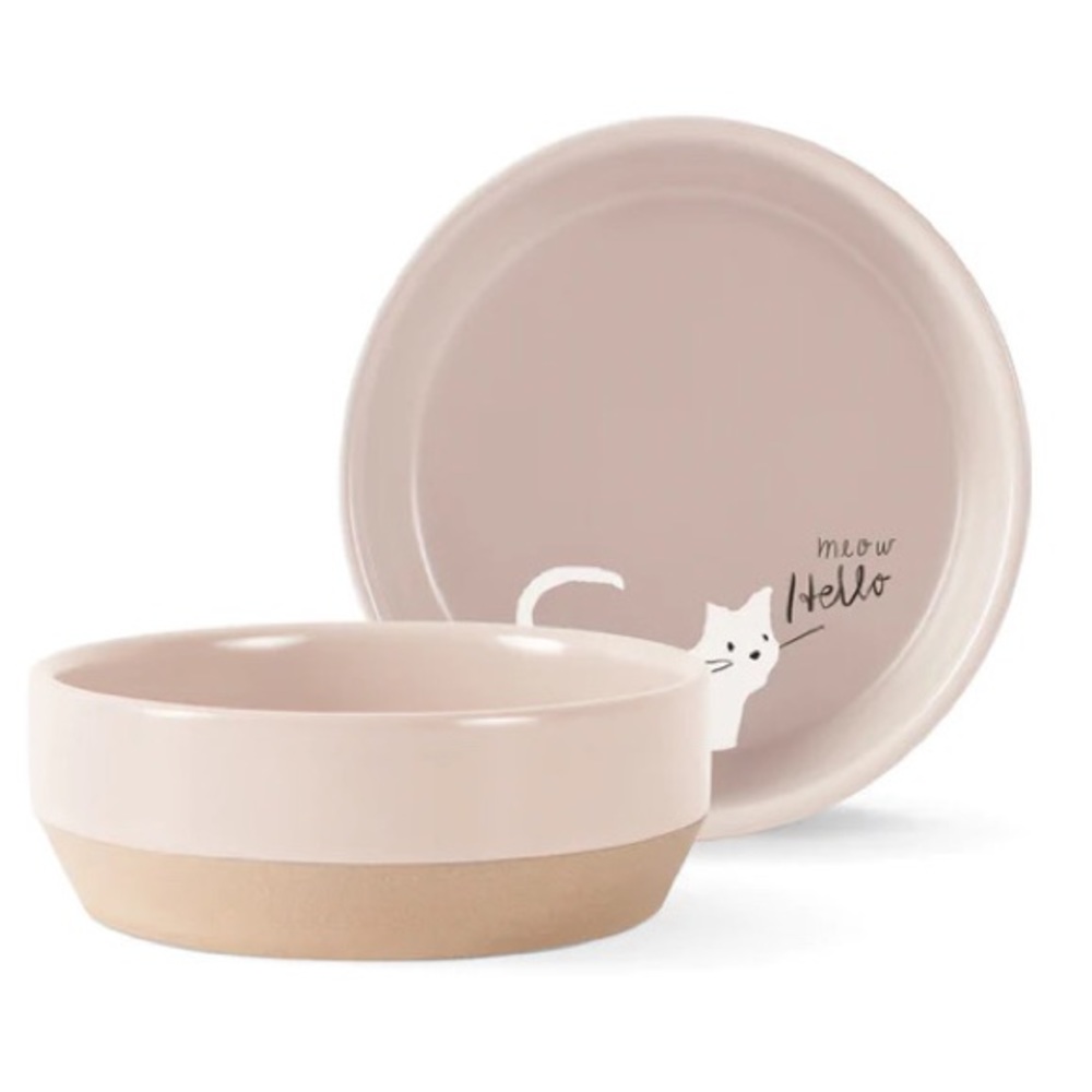 whisker cat stoneware bowl